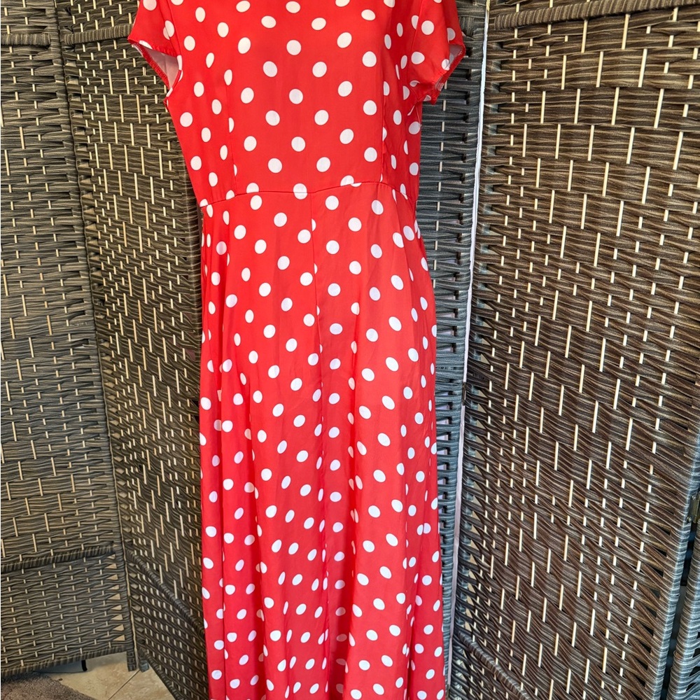 Orange Polka Dot Maxi Dress - Classic Women's Summer Dress